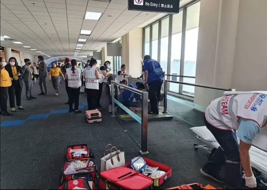 Woman loses her leg after getting caught in an airport travelator: Passengers’ horror as moving walkway at Bangkok airport mangles victim’s limb forcing medics to amputate it in order to free her